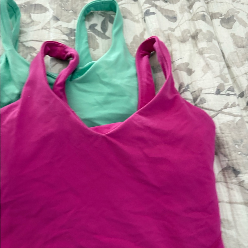 2 Lululemon Pink and Green 2 Tank Tops